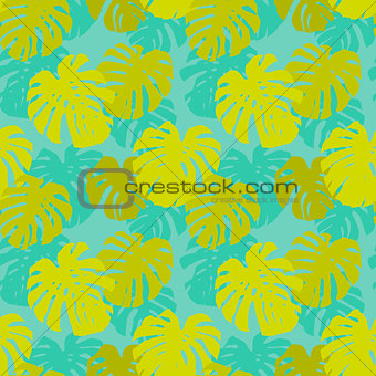 Seamless pattern with monstera leafs
