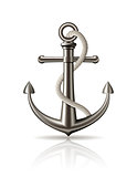 Anchor with rope on white background.