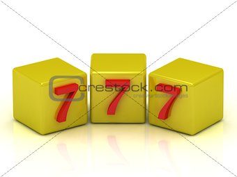 Lucky number seven on the yellow cubes