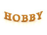 HOBBY sign with orange letters 