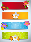 Beautiful Spring Flowers Set of Banners