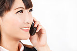 Closeup of  young businesswoman talking on the phone