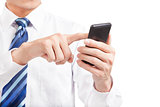 businessman touching the mobile smart phone
