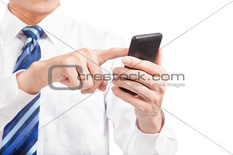 businessman touching the mobile smart phone