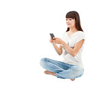 young woman using smart phone for messaging