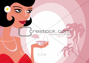 Girl and  cocktail