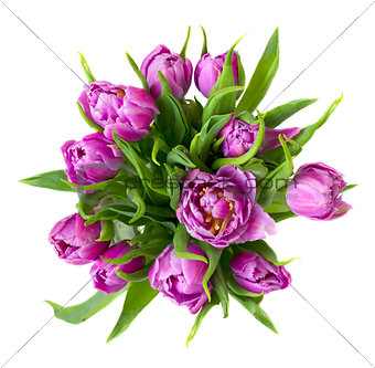 round purple tulips bouquet