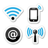 Wifi network, internet zone icons set