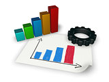 business graph and gear wheel