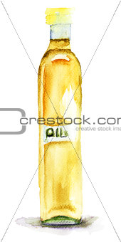 Oil in a glass bottle