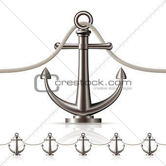 Seamless fence featuring an anchor isolated on white.