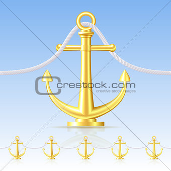 Seamless fence featuring an gold anchor.