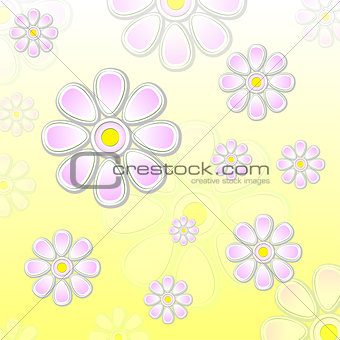 spring violet flowers over yellow background