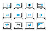 Laptop vector icons set