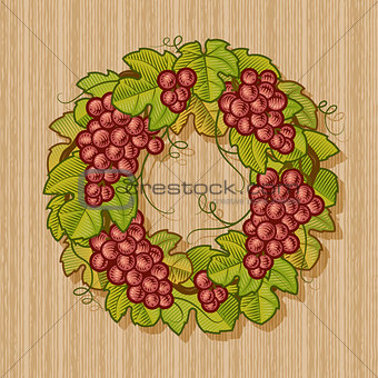Retro grapes wreath