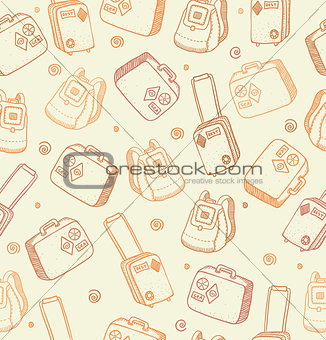 Vector pattern with bags, suitcases and backpacks 