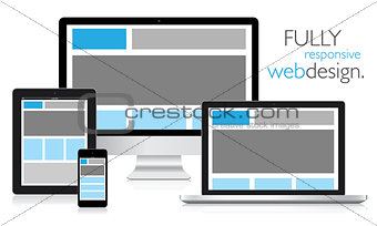 Fully responsive web design in electronic devices vector eps10
