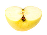 Horizontal slice of a fresh yellow apple