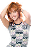Portrait of cheerful pretty red-haired girl