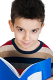 Child with notebook in front of the face