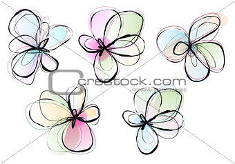 abstract flowers, vector set