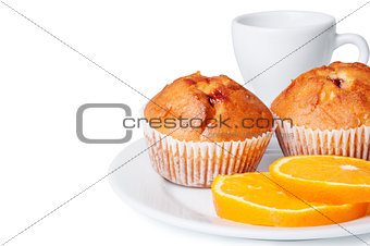 Muffins and orange slices