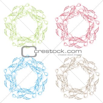 collage of decorative design in four different colors