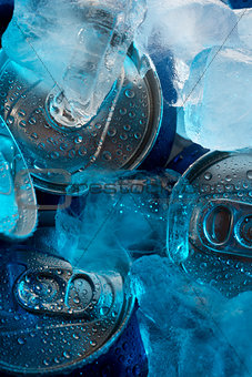 Metal cans under ice