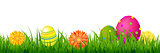Happy Easter Border With Grass And Eggs