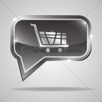 Metallic bubble with shiny shopping cart shape