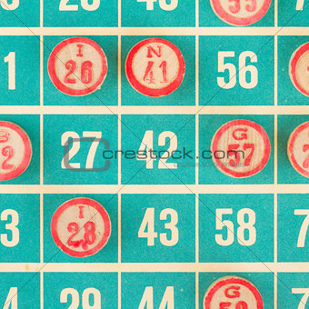 Wooden numbers used for bingo