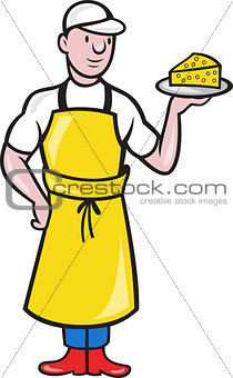 Cheesemaker Holding Plate of Cheese