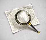 loupe magnifying glass tool with streets paper map
