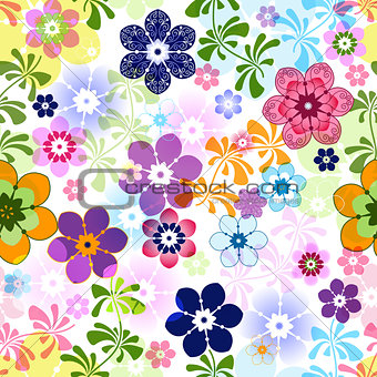 Spring colorful seamless floral pattern