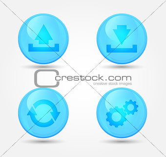 Computer signs on glossy icons. Vector icons