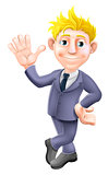 Man in suit waving cartoon