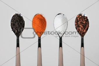 Spoons with spices