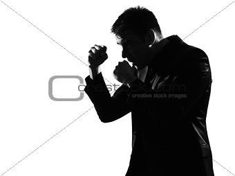 silhouette  man  boxing gesture