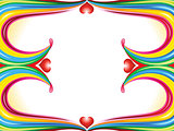 abstract colorful rainbow wave border with heart