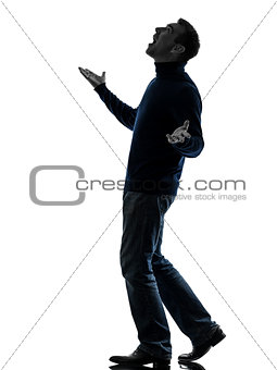 man looking up happy silhouette full length