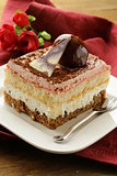 piece of cake with cream and chocolate