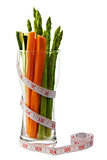 Low calorie vegetable in glass with tape