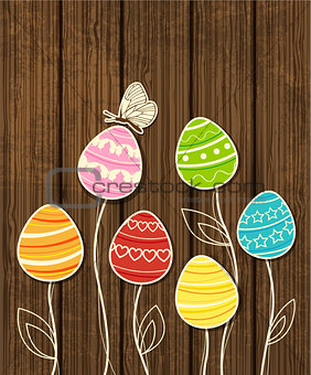Easter background with eggs and butterfly