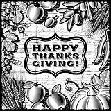 Thanksgiving Retro Card black and white