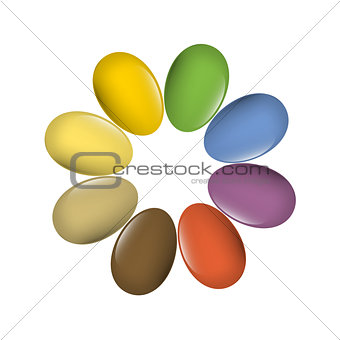 Easter eggs multi-colored set. Vector, EPS10