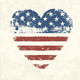 Heart shaped american flag. Vector, EPS10