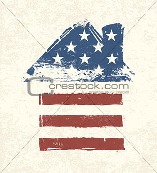 House shaped american flag. Vector, EPS10