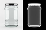 Empty glass jar with alpha mask