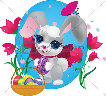 Cute bunny with decorative egg