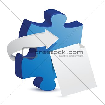 Puzzle piece and a white paper